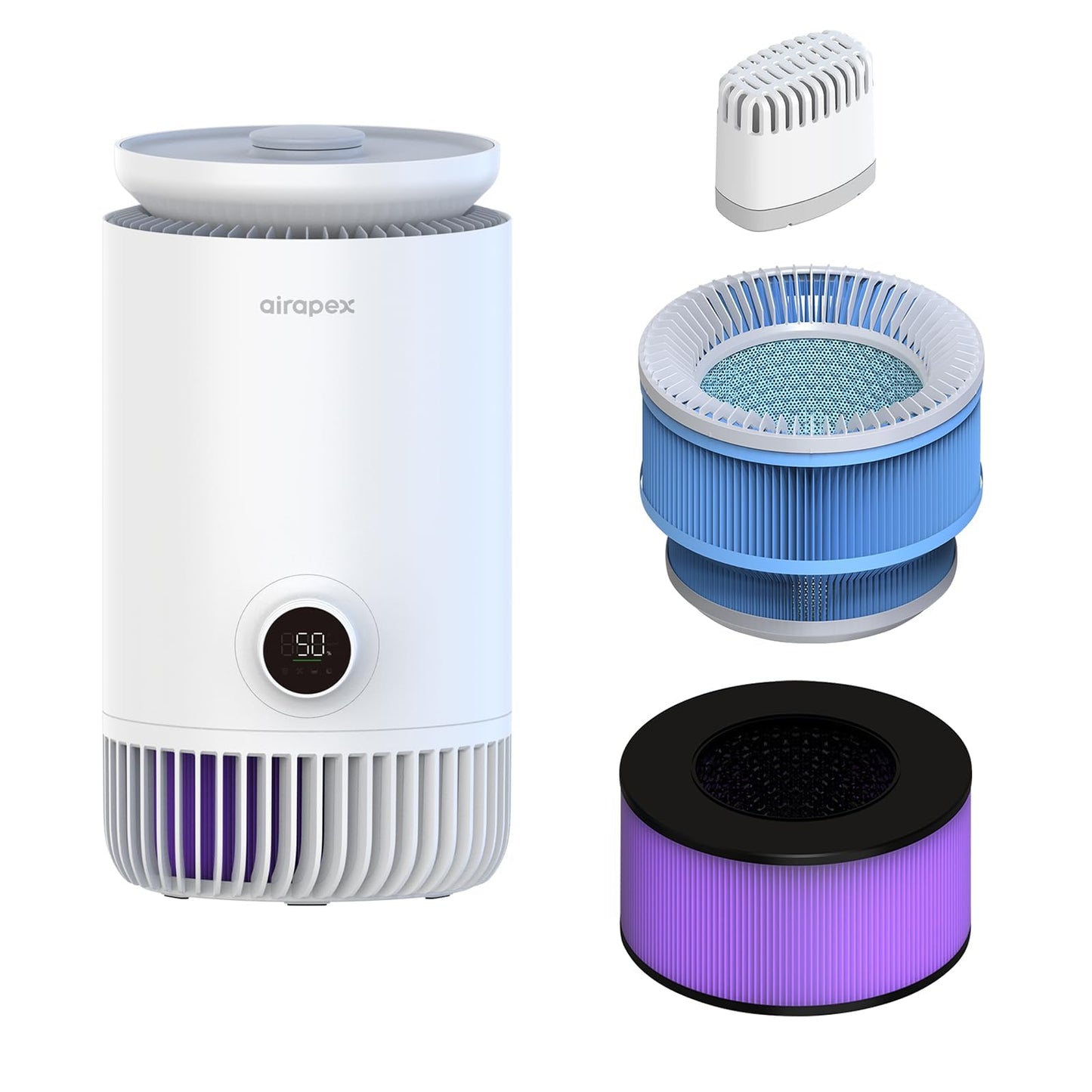 2-in-1 Luftreiniger & Luftbefeuchter mit waschbarem T-Filter, H13 HEPA, Smart Sensor