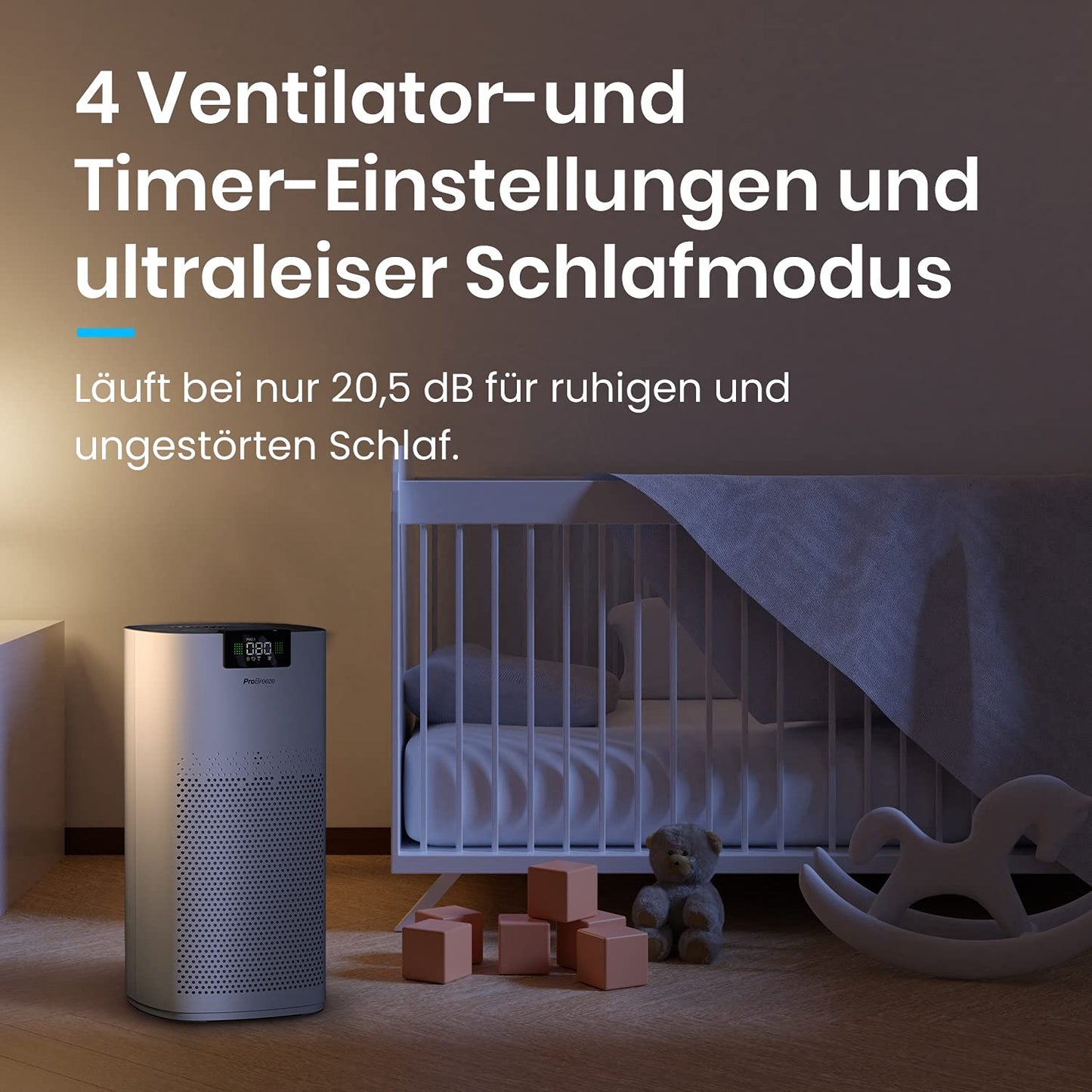 Pro Breeze Luftreiniger HEPA 13 mit UV-C, Ionisierer & Aktivkohlefilter, CADR 460 m³/h, Luftqualitätsmesser, bis 140 m², 99,95% Filterleistung