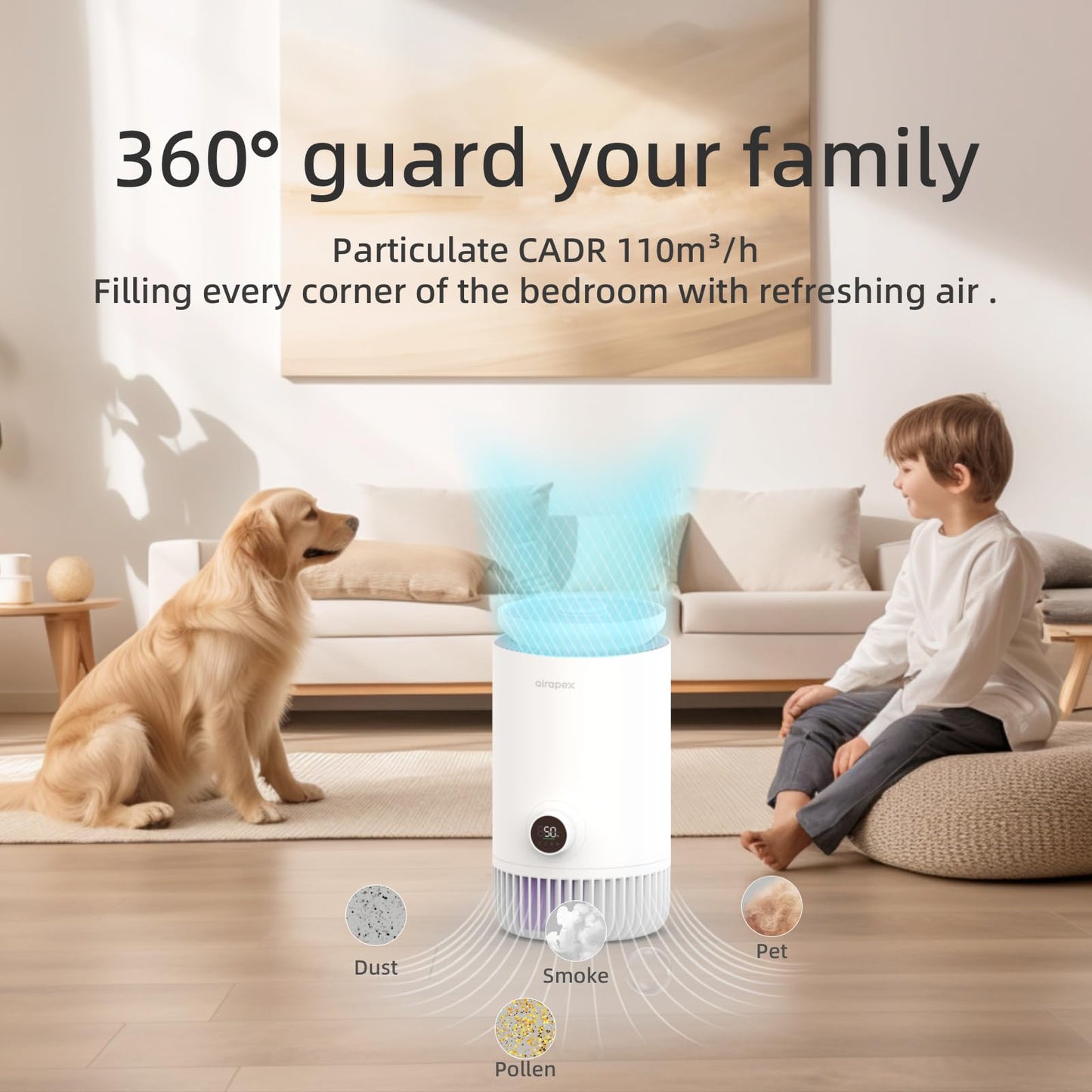 2-in-1 Luftreiniger & Luftbefeuchter mit waschbarem T-Filter, H13 HEPA, Smart Sensor