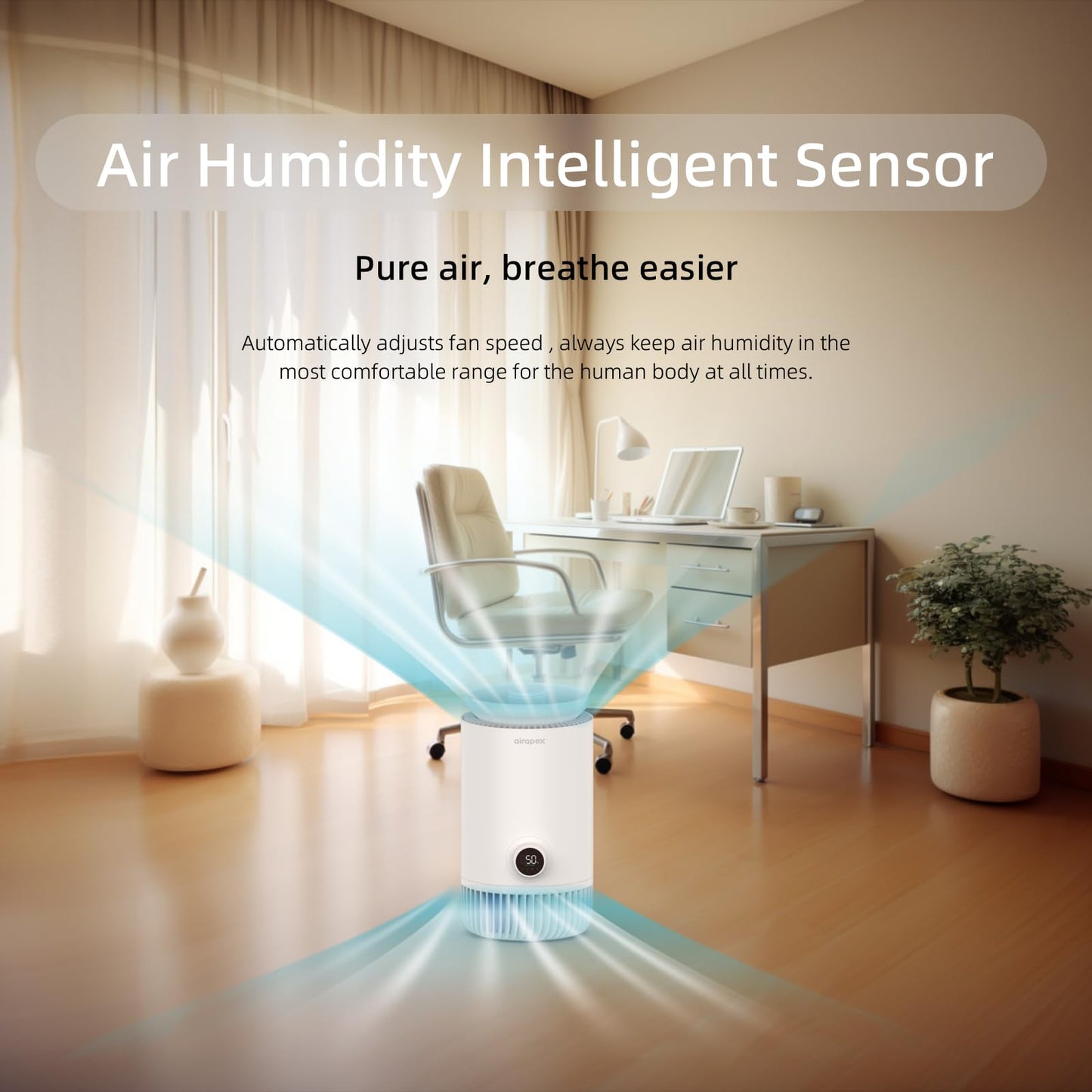 2-in-1 Luftreiniger & Luftbefeuchter mit waschbarem T-Filter, H13 HEPA, Smart Sensor