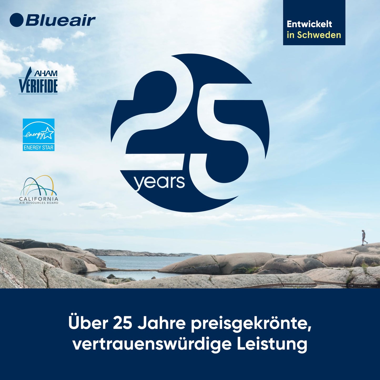 Blueair Luftreiniger Blue Pure Joy S HEPA Silent Air Purifier, Luftwäscher für bis zu 43m², Weiß