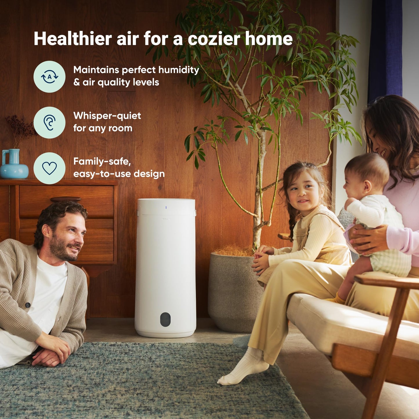 BLUEAIR 2-in-1 Luftreiniger & Luftbefeuchter mit HEPASilent™ & 360° InvisibleMist™, für 1.726 m² in 60 Min, Top Pour Design