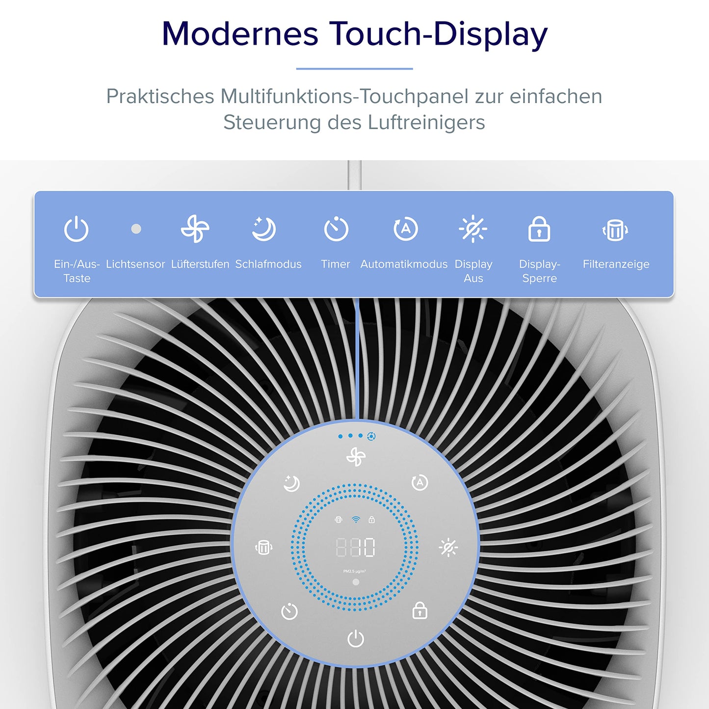 LEVOIT HEPA Luftreiniger für Raucher & Allergiker, 697 m³/h CADR, bis 147 ㎡, Auto-Modus, PM2.5-Sensor, App & Alexa-Steuerung