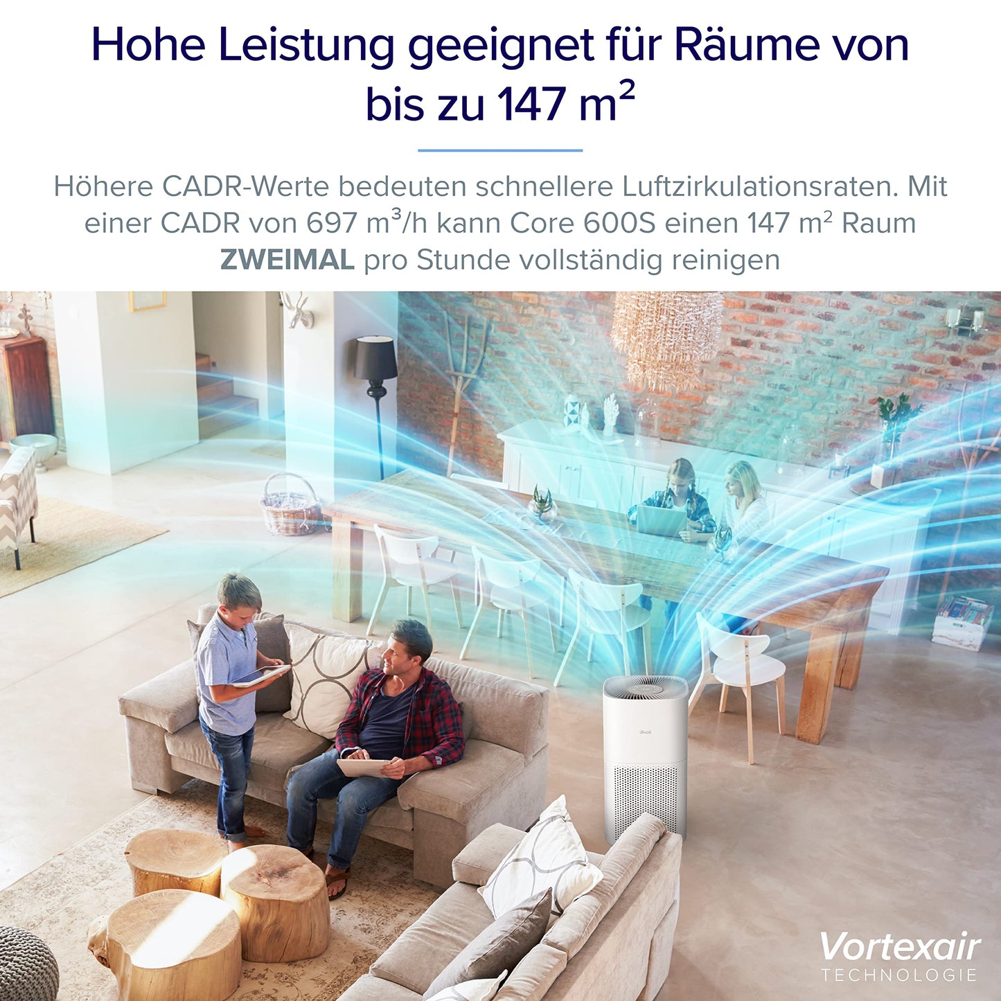 LEVOIT HEPA Luftreiniger für Raucher & Allergiker, 697 m³/h CADR, bis 147 ㎡, Auto-Modus, PM2.5-Sensor, App & Alexa-Steuerung