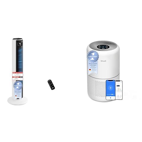Levoit Luftreiniger & Turmventilator Set, 99,97% Filterung, 20dB leise, HEPA, Auto-Modus, Fernbedienung, 12h Timer
