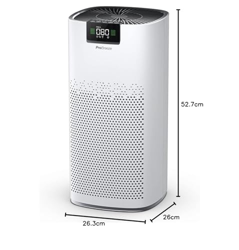 Pro Breeze Luftreiniger HEPA 13 mit UV-C, Ionisierer & Aktivkohlefilter, CADR 460 m³/h, Luftqualitätsmesser, bis 140 m², 99,95% Filterleistung
