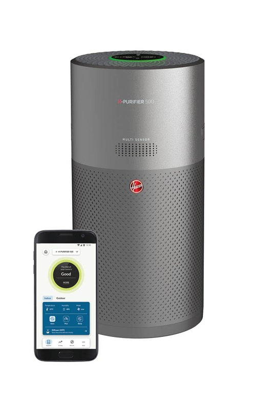 Hoover H-PURIFIER 500 Luftreiniger mit HEPA-13, CO-Warnsystem, Diffusor, App & LED-Display, für Räume bis 110 m² [HHP55CA]