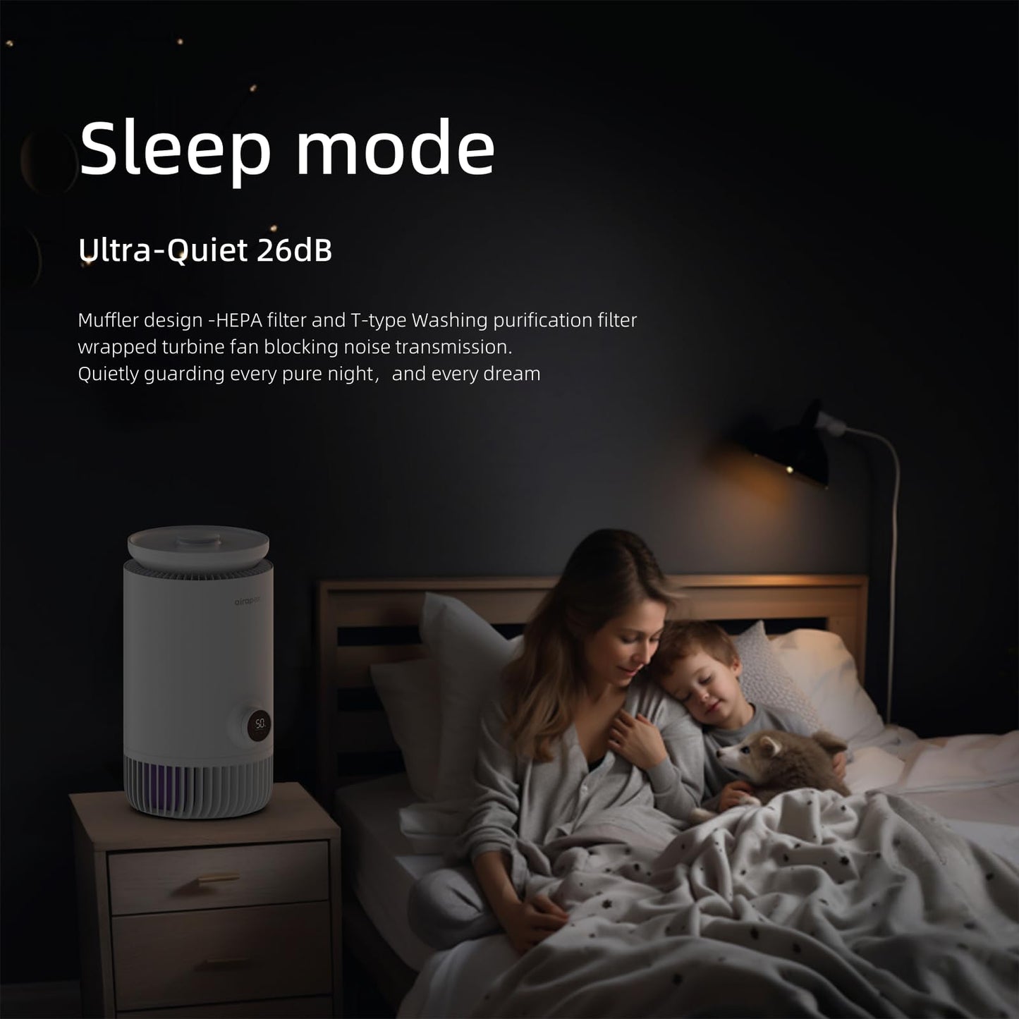 2-in-1 Luftreiniger & Luftbefeuchter mit waschbarem T-Filter, H13 HEPA, Smart Sensor