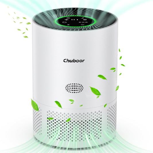 Chuboor Luftreiniger mit HEPA Filter, gegen Schimmel, Staub & Tierhaare, 185m³/h CADR, leise, Auto-Modus, bis 40m²