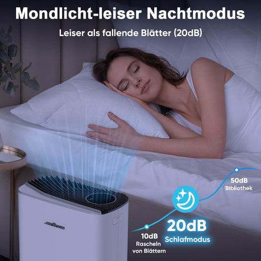 Jafända HEPA Luftreiniger für Allergiker, mit Aromatherapie & Aktivkohlefilter, entfernt 99,97% Schadstoffe, CADR 268 m³/h – Silber