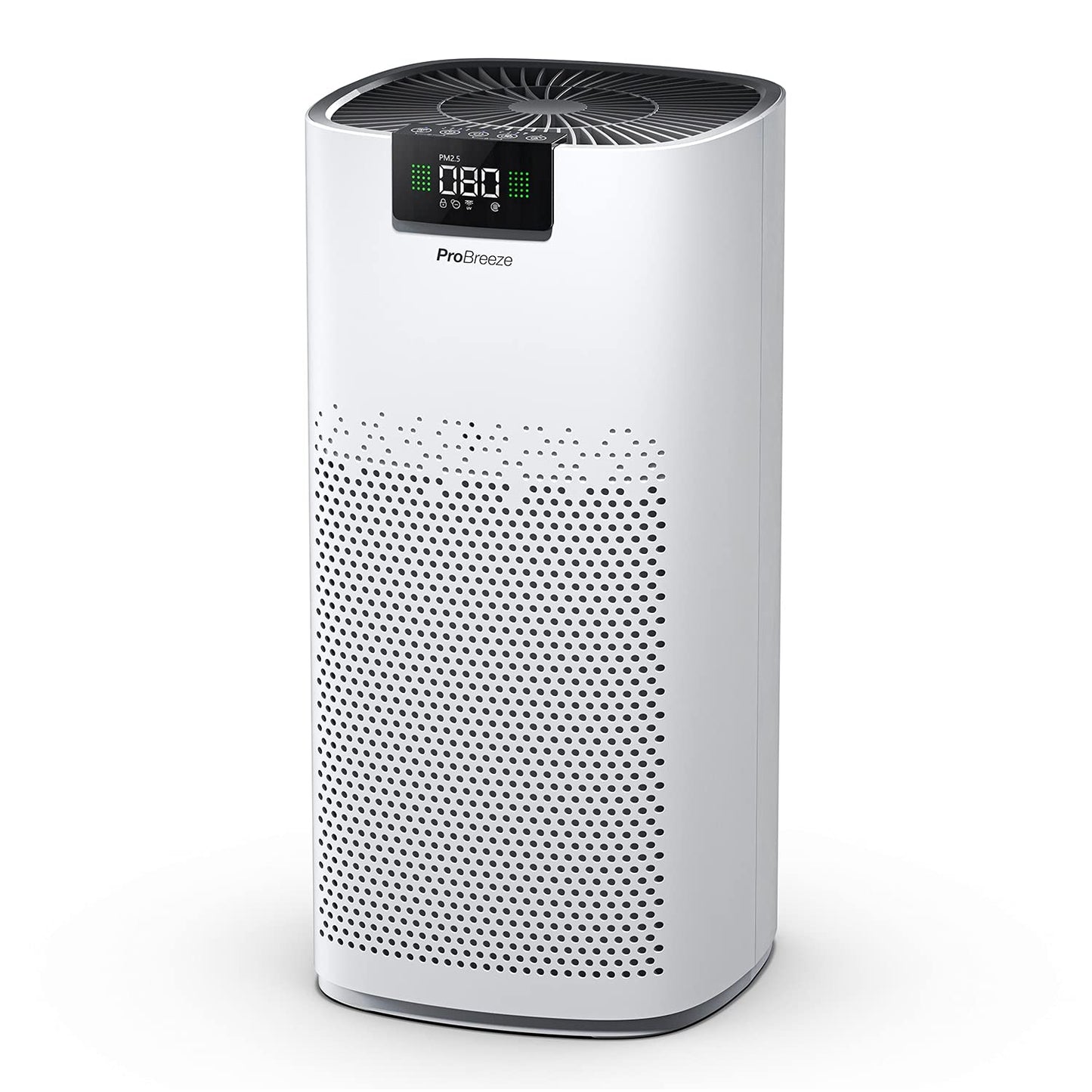 Pro Breeze Luftreiniger HEPA 13 mit UV-C, Ionisierer & Aktivkohlefilter, CADR 460 m³/h, Luftqualitätsmesser, bis 140 m², 99,95% Filterleistung