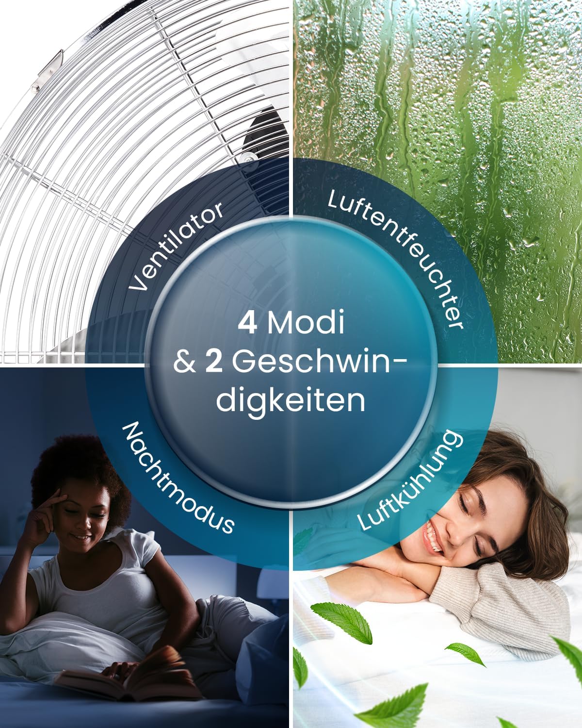 Pro Breeze™ 4-in-1 Mobile Klimaanlage mit 9000 BTU - Luftkühler, Ventilator, Luftentfeuchter, Nachtmodus - Klimagerät mit Energieklasse A, Fensterabdichtung Set, Fernbedienung und 24h Timer