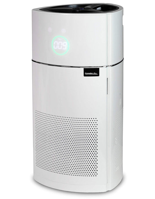Comedes Lavaero 900 Luftreiniger 5-Stufen mit Aktivkohle, HEPA & Ionisator, CADR 380 m³/h, PM2.5 Sensor, für Allergiker & Raucher bis 60 m²